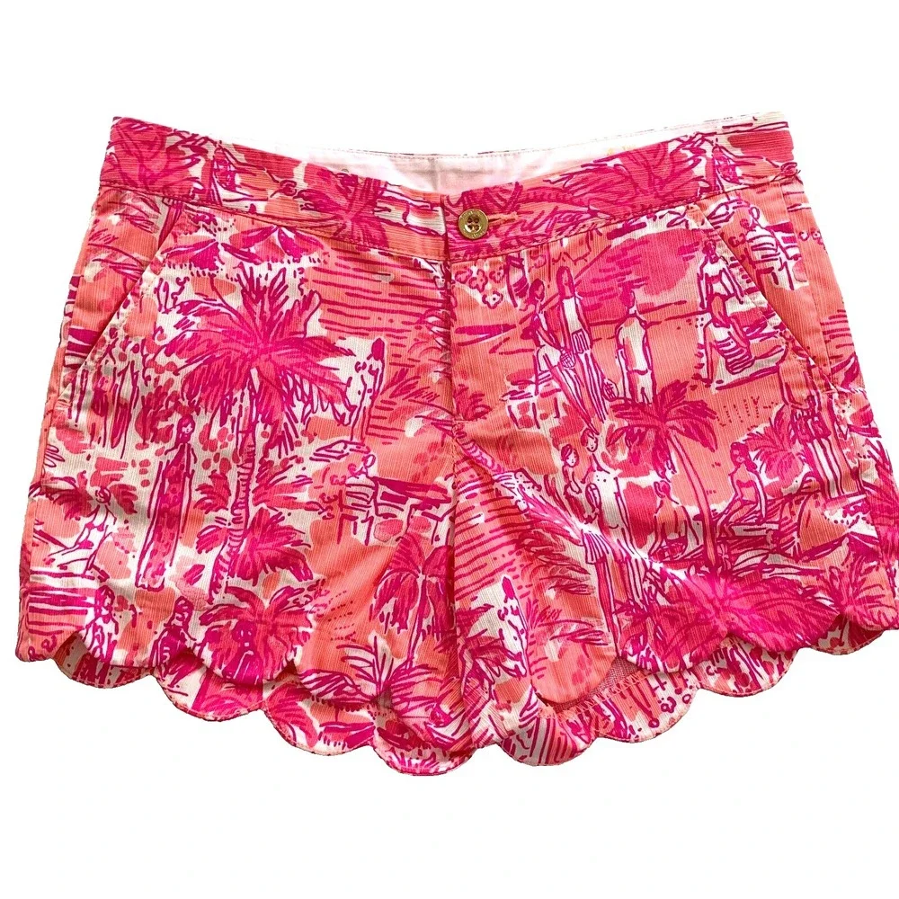 Lilly Pulitzer Buttercup Scallop‎ Shorts Cheeky Melon Rule Breakers sz 4